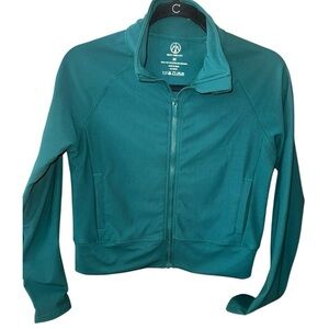 Hunter green ribbed athletic zip up jacket